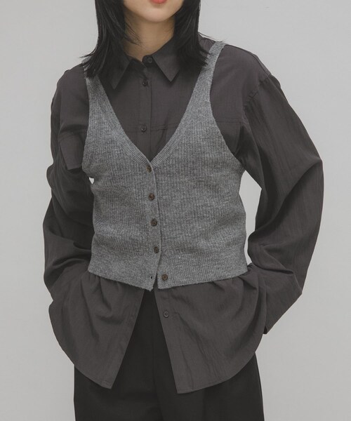 KBF（ケイビーエフ）の「2WAYニットビスチェ（その他トップス・レディース・RED/GRAY・One）」の4枚目の写真