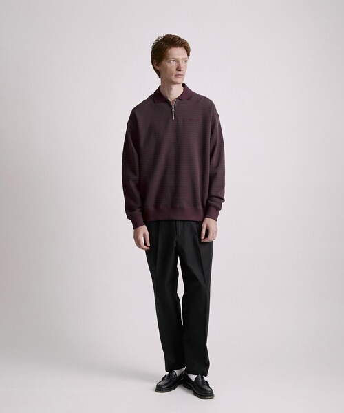 Saturdays NYC(サタデーズ ニューヨークシティ )の「Ryo Stripe Half Zip Polo Sweatshirt(スウェット・レディース・ブラック/ワイン・L/M/S/XL)」の19枚目の写真