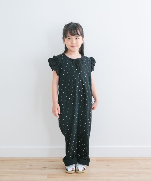 URBAN RESEARCH DOORS（アーバンリサーチドアーズ）の「『親子リンク』リネンレーヨンドットオールインワン(KIDS)（ワンピース・キッズ・NATURAL/BLACK・105/120/135）」の9枚目の写真