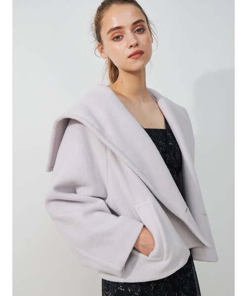 MERCURYDUO（マーキュリーデュオ）の「ウールセーラーカラーコクーンコート（その他アウター・レディース・ライトグレー/ダークブラウン/パープル・F）」の13枚目の写真