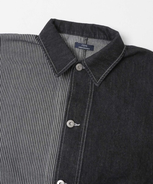 ITEMS URBANRESEARCH（アイテムズ アーバンリサーチ）の「ヒッコリー×デニム切替ワークジャケット（デニムジャケット・メンズ・BLK/NVY・M/L）」の10枚目の写真