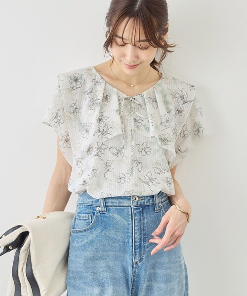 ROPE' PICNIC(ロペピクニック)の「花柄フェミニンブラウス(シャツ/ブラウス・レディース・オフホワイト/サックス/イエロー・F)」の12枚目の写真