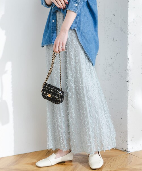 URBAN RESEARCH ROSSO（アーバンリサーチロッソ）の「F by ROSSO　リボンジャガードフレアスカート（スカート・レディース・WHITE/GRAY・36/38）」の15枚目の写真