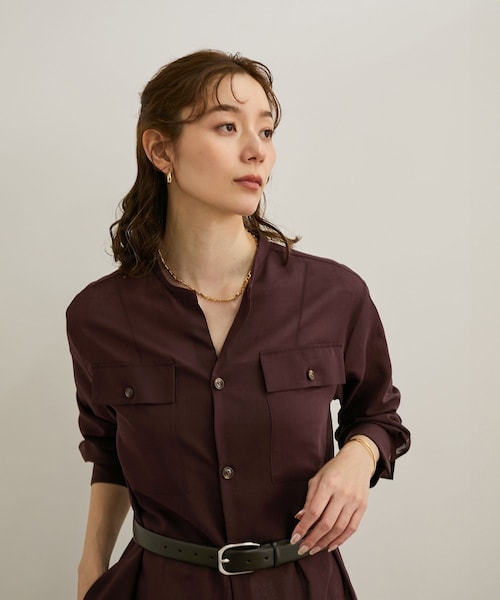 ROPE'（ロペ）の「【洗える】サファリシャツドレス（シャツワンピース・レディース・オフホワイト/ブラウン・36/38）」の11枚目の写真