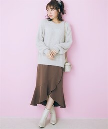 nissen | 大きいサイズスクエア柄パール調シャギーニットmarun(ニット/セーター)