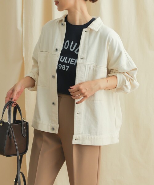 URBAN RESEARCH DOORS(アーバンリサーチドアーズ)の「コットンツイルドルマンジャケット(ミリタリージャケット・レディース・KHAKI/NATURAL・M)」の4枚目の写真