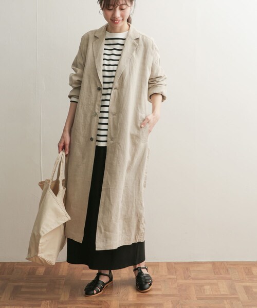 URBAN RESEARCH DOORS(アーバンリサーチドアーズ)の「リネンワイドチェスターコート(チェスターコート・レディース・NATURAL/BLUE・1)」の10枚目の写真