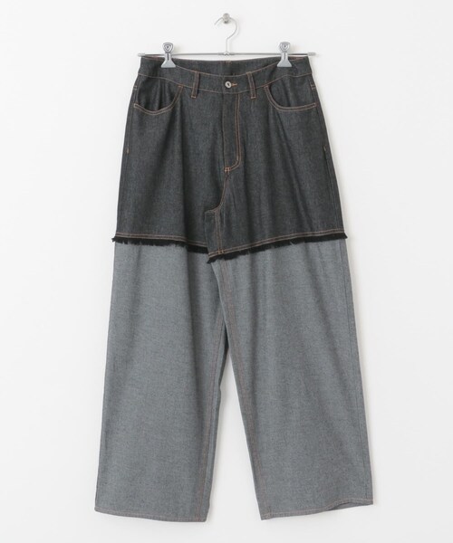 SENSE OF PLACE by URBAN RESEARCH（センスオブプレイスバイアーバンリサーチ）の「デニムフリンジシャンブレーワイドパンツ（デニムパンツ・メンズ・L.INDIGO/BLACK・M/L）」の11枚目の写真