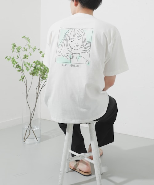SENSE OF PLACE by URBAN RESEARCH(センスオブプレイスバイアーバンリサーチ)の「ガールグラフィックTシャツ(5分袖)(Tシャツ/カットソー・メンズ・PURPLE/WHITE①/PINK/ORANGE①/WHITE②/ORANGE②/WHITE③/MINT/ORANGE③・M/L)」の3枚目の写真