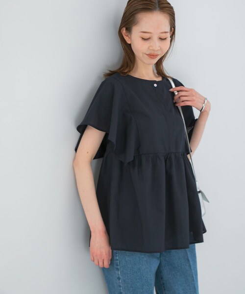 URBAN RESEARCH ROSSO（アーバンリサーチロッソ）の「『WEB限定』『UR TECH Smart Linen Touch』フレアスリーブブラウス（シャツ/ブラウス・レディース・B/STRIPE/NAVY/LIGHT PINK・Free）」の7枚目の写真