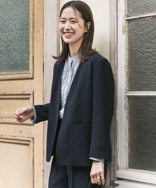 URBAN RESEARCH DOORS（アーバンリサーチドアーズ）の「ノーカラージャケット（その他アウター・レディース・NAVY/BLACK・Free）」の18枚目の写真