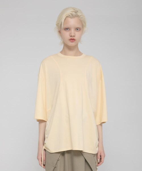 LAATO（ラート）の「shirring over tee（Tシャツ/カットソー・レディース・マロン/ミッドナイト/エッグ・Free）」の4枚目の写真