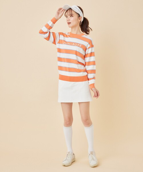 ROPE'（ロペ）の「ロゴ入りボーダー長袖プルオーバー（ニット/セーター・レディース・ライトグリーン/サックス/ピンク・L/M/S）」の11枚目の写真