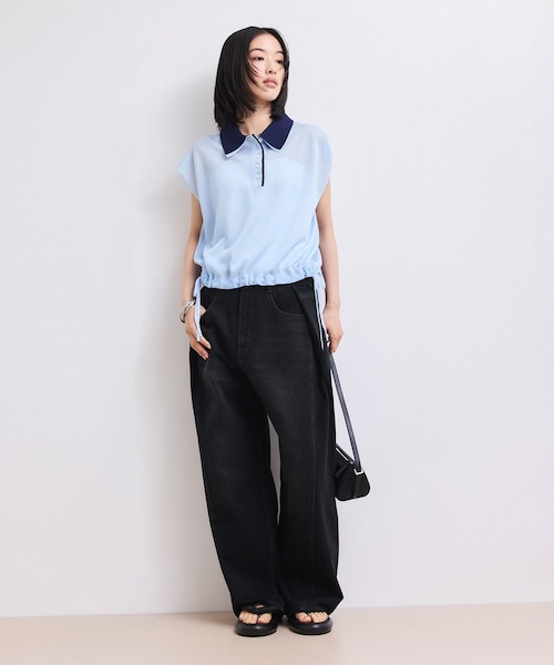 ADAM ET ROPE'(アダムエロペ)の「【WEB限定】・【サステナブル】タックディティールワイドデニムワイドパンツ(デニムパンツ・レディース・ブラック/ブルー/サックス・34/36/38)」の15枚目の写真