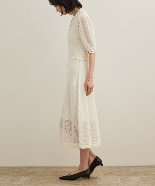 ROPE'（ロペ）の「クロシェニットワンピース/洗える（ワンピース・レディース・ホワイト/ネイビー・F）」の15枚目の写真