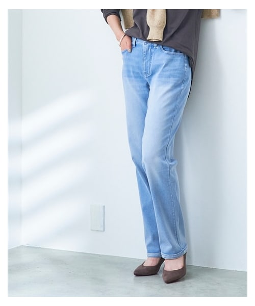 nissen（ニッセン）の「大きいサイズ ストレッチ股ずれしにくい裏起毛パウダーデニムストレートパンツ（選べるヒップ）（選べる2レングス）（パンツ・レディース・ウオッシュドブルー/ブルー/ワンウオッシュ・L/LL/3L/4L/5L/6L/8L/10L）」の7枚目の写真