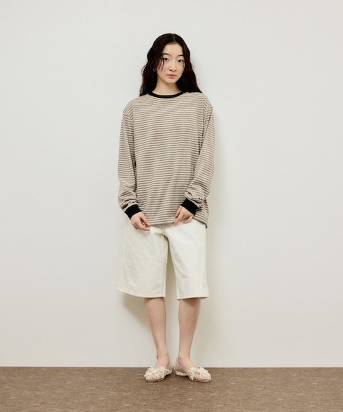 ADAM ET ROPE'(アダムエロペ)の「【BATONER for ADAM ET ROPE'】別注HIGH GAUGE BORDER LS T-SHIRT(Tシャツ/カットソー・レディース・グレー/レッド・F)」の4枚目の写真