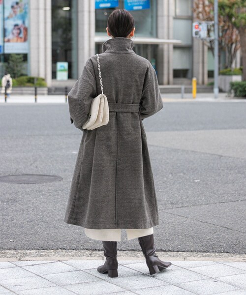 SENSE OF PLACE by URBAN RESEARCH（センスオブプレイスバイアーバンリサーチ）の「スタンドカラーロングコート（テーラードジャケット・レディース・BRN×MOC/GRAY/BLACK・S/M）」の17枚目の写真