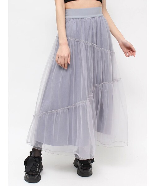 EATME（イートミー）の「アシンメトリーティアードスカート（スカート・レディース・ブラック/ブルー/ベージュ/アイボリー・F）」の9枚目の写真