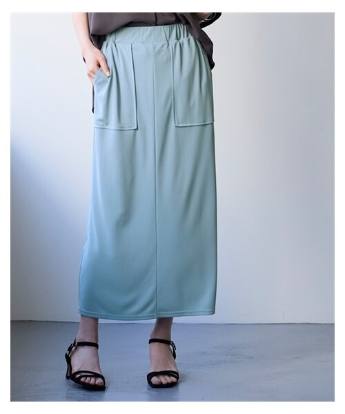 nissen（ニッセン）の「＜大きいサイズ＞汗染みしにくいひんやりポンチナロースカート（接触冷感・UVカット）（スカート・レディース・黒/モカ/サックスグレー・L/LL/3L/4L/5L/6L/8L/10L）」の10枚目の写真