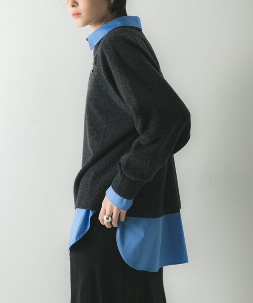 URBAN RESEARCH（アーバンリサーチ）の「カシミヤ強縮クルーネックニット（ニット/セーター・レディース・BEIGE/LIGHT GRAY/TOP GRAY/RED・FREE）」の20枚目の写真