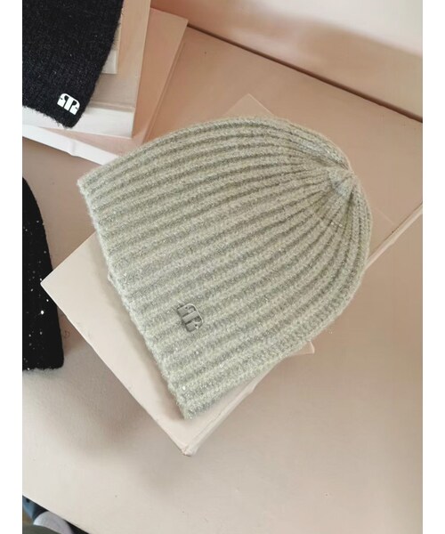 MURUA（ムルーア）の「スパンコールラメビーニー（ニットキャップ/ビーニー・レディース・アイボリー/ブラック・F）」の5枚目の写真