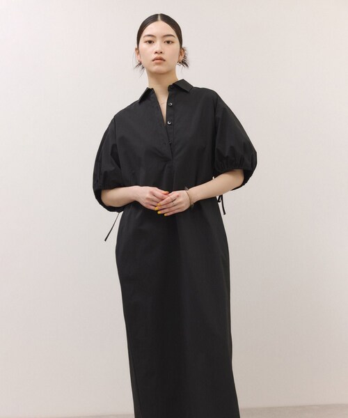 ADAM ET ROPE'（アダムエロペ）の「ハーフスリーブタフタワンピース（シャツワンピース・レディース・ブラック/ダークブラウン・F）」の16枚目の写真