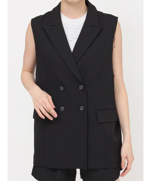 MURUA（ムルーア）の「ピークドラペルダブルミドルジレ（ベスト・レディース・グレー/ブラック/ネイビー/モカ/オレンジ・F）」の15枚目の写真