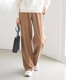 nissen | 大きいサイズあったか裏起毛カットジョーゼットストレートパンツ（ゆったりヒップ）（選べる２レングス）(パンツ)