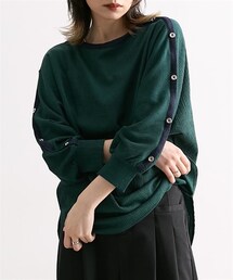 nissen | 肩ボタン付配色ネックプルオーバー ［Soiunique］(Tシャツ/カットソー)