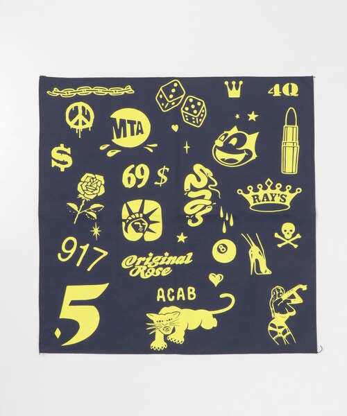URBAN RESEARCH(アーバンリサーチ)の「Original Rose Bandana(バンダナ/スカーフ・メンズ・YELLOW/NAVY・FREE)」の4枚目の写真