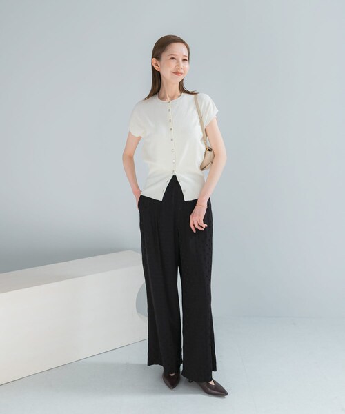 URBAN RESEARCH ROSSO（アーバンリサーチロッソ）の「リネンコットンウエストシェイプデザインニット（ニット/セーター・レディース・WHITE/CARAMEL・Free）」の6枚目の写真