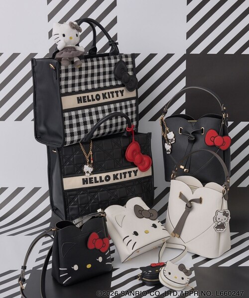 VIS（ビス）の「【HELLO KITTY×VIS】ダブルフェイスハートカットミニショルダーバッグ（ショルダーバッグ・レディース・ブラック/オフホワイト・F）」の12枚目の写真