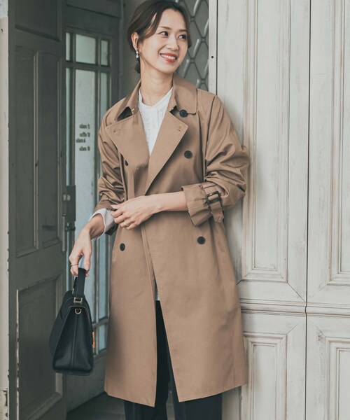 URBAN RESEARCH DOORS（アーバンリサーチドアーズ）の「撥水トレンチコート（ステンカラーコート・レディース・BEIGE/D.NAVY・Free）」の5枚目の写真