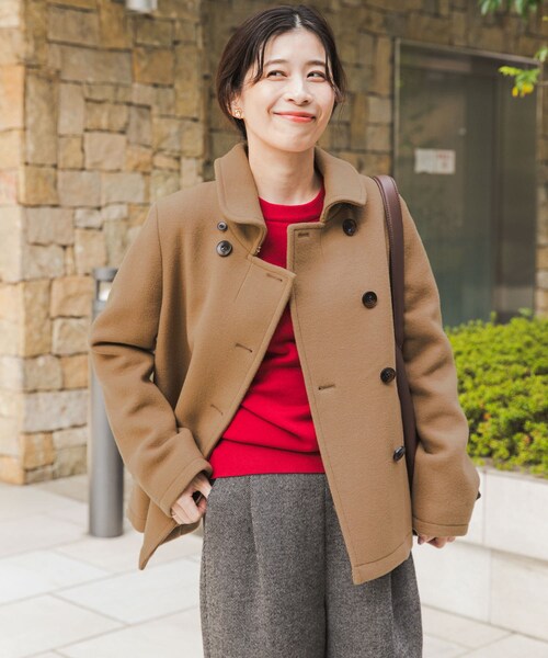 URBAN RESEARCH DOORS（アーバンリサーチドアーズ）の「ショールカラー2WAYショートコート（テーラードジャケット・レディース・CAMEL/NAVY・S/M）」の22枚目の写真