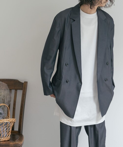 THE GOODLAND MARKET（ザグッドランドマーケット）の「『別注』MIDIUMISOLID×TGM　Double breasted jacket（テーラードジャケット・レディース・Blue/l.Beige/C.Gray・one）」の13枚目の写真