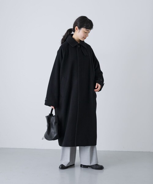 かぐれ（カグレ）の「ウールバルカラーコート（ステンカラーコート・レディース・NAVY/BLACK・Free）」の5枚目の写真