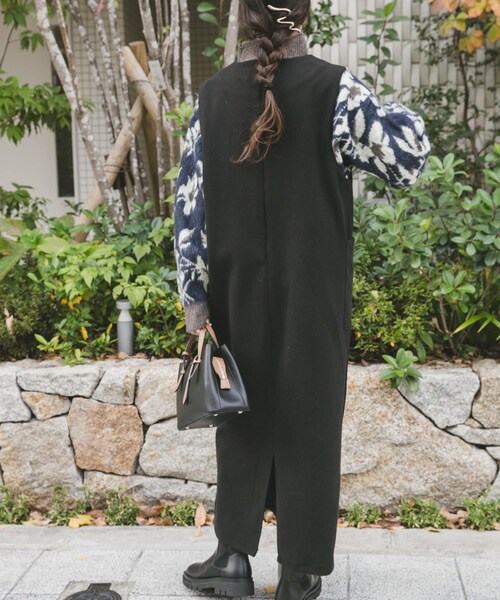 ITEMS URBANRESEARCH(アイテムズ アーバンリサーチ)の「ジャージメルトンジャンパースカート(ワンピース・レディース・GRY/BLK・Free)」の9枚目の写真