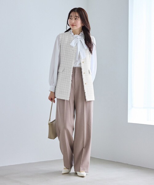 ROPE' PICNIC(ロペピクニック)の「【WEB限定カラー】ツイード金ボタンジレベスト/セレモニー対応・リンクコーデ(ベスト・レディース・ブラック系/ライトグレー/オフホワイト/ネイビー・F)」の16枚目の写真