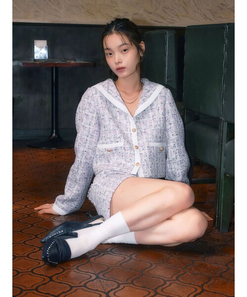 CALNAMUR（カルナムール）の「セーラーツイードジャケット（ノーカラージャケット・レディース・イエロー/パープル/クリア・F）」の21枚目の写真