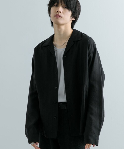 SENSE OF PLACE by URBAN RESEARCH(センスオブプレイスバイアーバンリサーチ)の「シアーストライプオープンカラーシャツ(シャツ/ブラウス・メンズ・BLACK/GREIGE/KHAKI・M/L)」の22枚目の写真