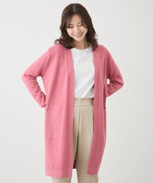 Jayro（ジャイロ）の「リブ切替ロングカーディガン（カーディガン/ボレロ・レディース・ブラック/グレー/ベージュ/ライトグリーン/ネイビー/ピンク/イエロー・F）」の15枚目の写真