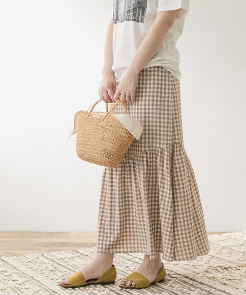URBAN RESEARCH ROSSO（アーバンリサーチロッソ）の「F by ROSSO　ギンガムチェックマーメイドスカート（スカート・レディース・BEIGE/NAVY・36/38）」の5枚目の写真