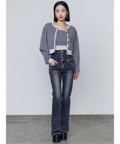 EMODA（エモダ）の「スーパーハイウエストフレアパギンス（デニムパンツ・レディース・インディゴ・XS/S/M）」の22枚目の写真