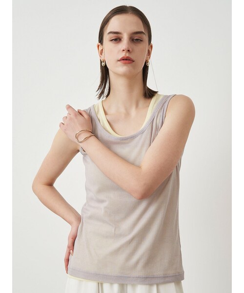 ELENDEEK（エレンディーク）の「SHEER LAYERED TANK（タンクトップ・レディース・オフホワイト/ブラック/イエロー/グレー・F）」の21枚目の写真