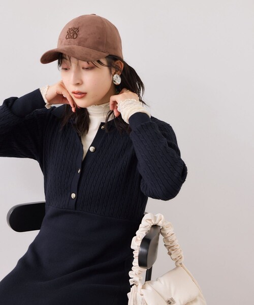 VIS（ビス）の「ポロケーブルモチモチニットワンピース（ワンピース・レディース・オフホワイト/ベージュ系/ネイビー・F）」の19枚目の写真