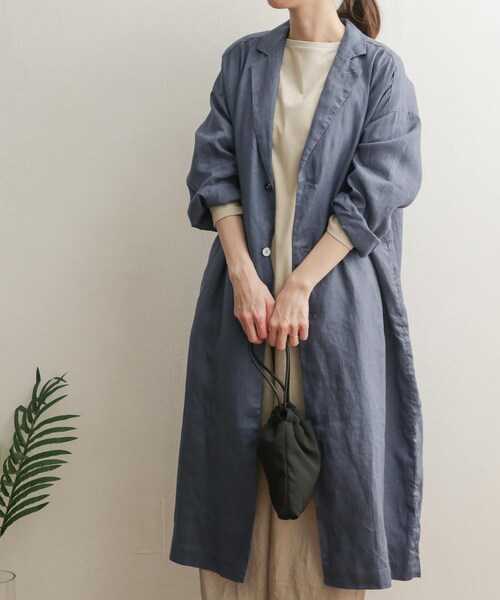 URBAN RESEARCH DOORS(アーバンリサーチドアーズ)の「リネンワイドチェスターコート(チェスターコート・レディース・NATURAL/BLUE・1)」の19枚目の写真