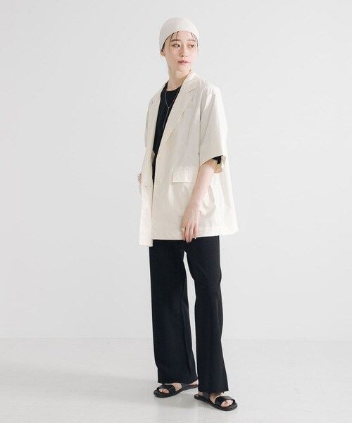 URBAN RESEARCH（アーバンリサーチ）の「コットンハーフスリーブジャケット（テーラードジャケット・レディース・IVORY/BLACK・FREE）」の10枚目の写真