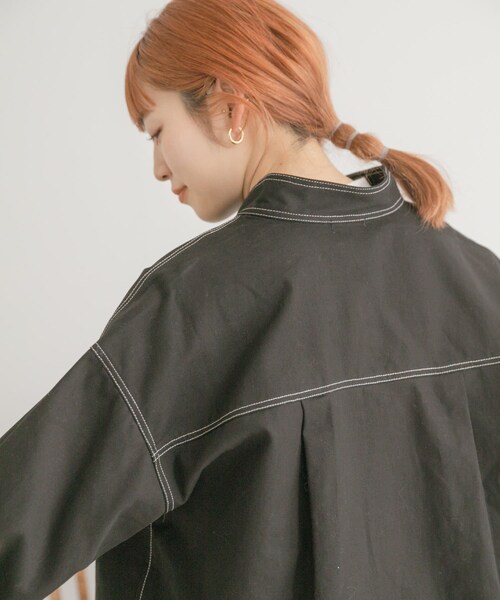 ITEMS URBANRESEARCH（アイテムズ アーバンリサーチ）の「ステッチオーバージャケット（カバーオール・レディース・BEG/BLK・FREE）」の12枚目の写真