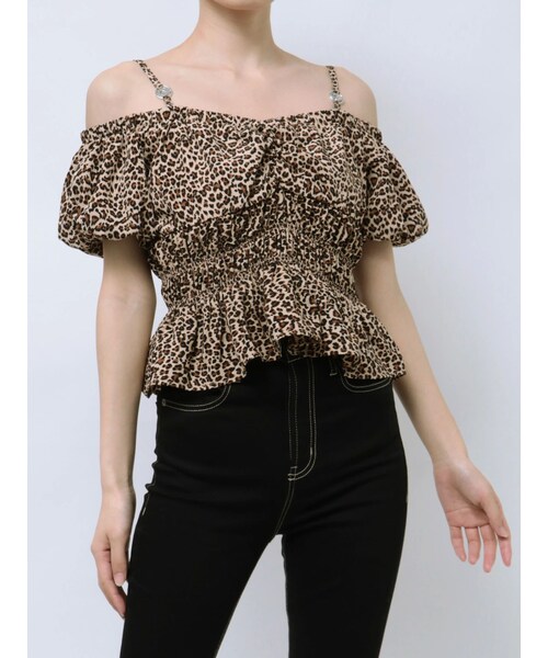 GYDA（ジェイダ）の「GDチャームオフショルブラウス（シャツ/ブラウス・レディース・オフホワイト/ブラック/ミックス・F）」の3枚目の写真